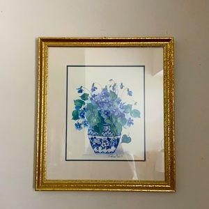 watercolor painting in gold frame